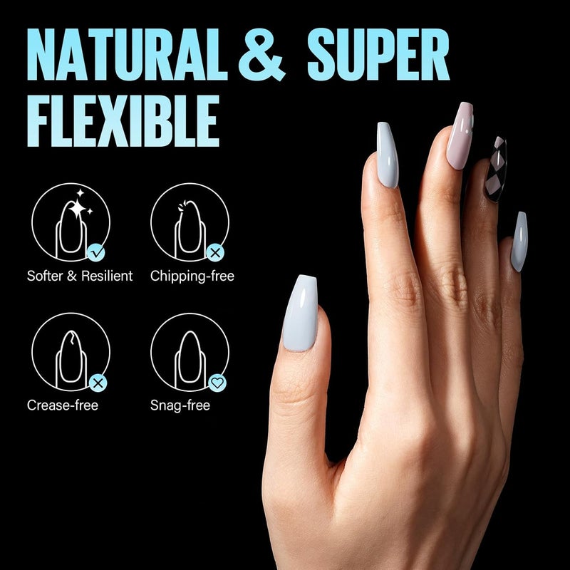 TOMICCA Medium Coffin Nail Tips, 504Pcs Half Matte Soft Acrylic Nail Tips, 12 Sizes Acrylic Pre-Shaped Nails, Full Cover False Nails for Extension Nail - Image 5